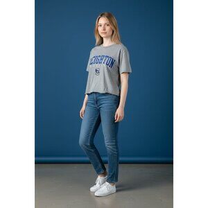 Champion Creighton Bluejays Crop Top Gray Tee Womens XL College Logo Shirt